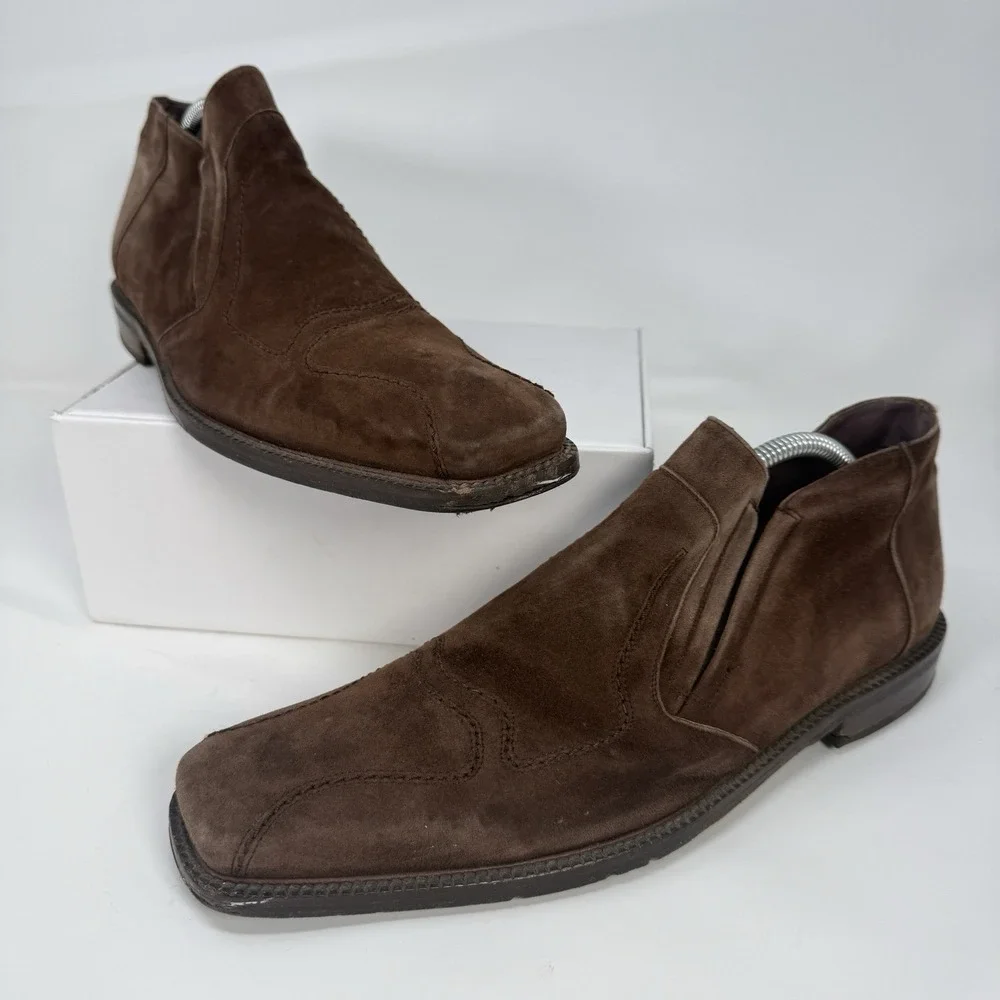 Mezlan Navona Suede Chukka Boots Mens 9 Brown Made in Spain Dress Casual Slip On